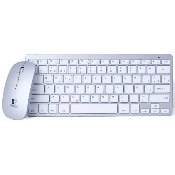 Subblim combo dynamic compact plata ratón + teclado inalámbrico bluetooth slim 6mm grosor compacto