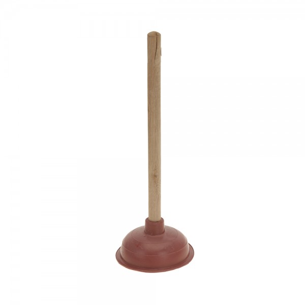 Desatascador clasico negro con mango de madera, ø13,5 cm x 40 cm