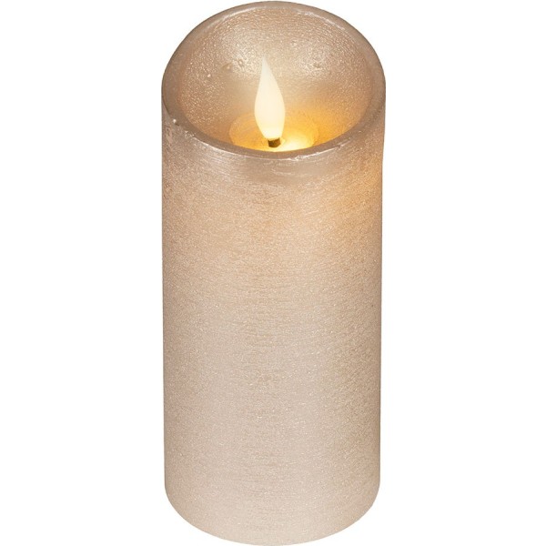 Vela de cera led, con parte superior curva, color dorado, ø7,5 x 17 cm (pack 2 unidades)